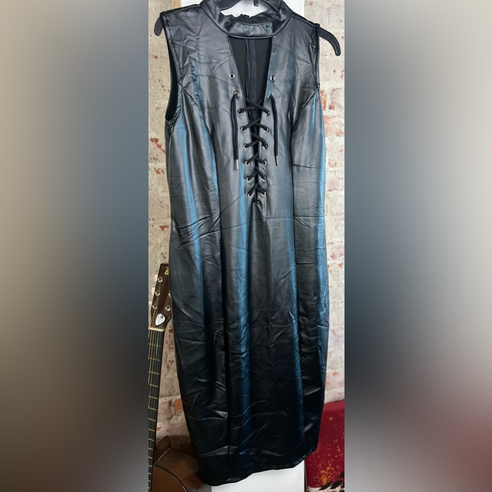 Brand new black faux leather dress by CBR.